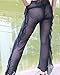 Nituyy Women Sexy Perspective Ruffle Mesh Sheer Swim Pants Bikini Bottom Cover Up Beach Swimsuit Cover-ups(B Black, M
