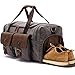 BLUBOON Canvas Duffel Bag Weekender Overnight Bag for Men and Women Oversized Travel Carry on Tote Bag with Shoe Compartment (Grey)