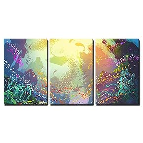Colorful Coral Reef Painting - Canvas Art Wall Art - 16"x24"x3 Panels