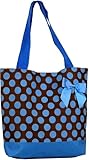 Blue and Brown Polka Dot Tote Beach Bag