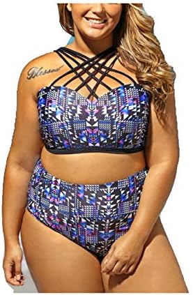 Kaamastra Womens Printed Plus Size Bikini Swimsuits(KA_LC410093,Multicolored,XXL)
