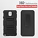 Galaxy Note 3 Case, Combo Shell Cover Kickstand with Built-in Holster Locking Belt Clip+Circle(TM)Touch Screen Pen And Screen Protector-Black