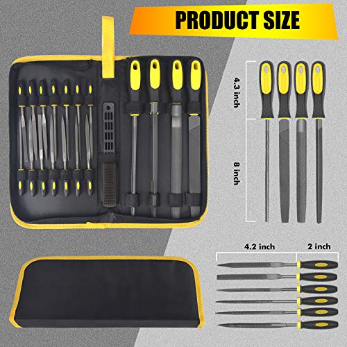 File Set 18 PCS,Wooden Hand Tool Set for Woodwork Files DIY T12 Drop Forged Alloy Steel File Tool with Carrying Case - Thumbnail 6