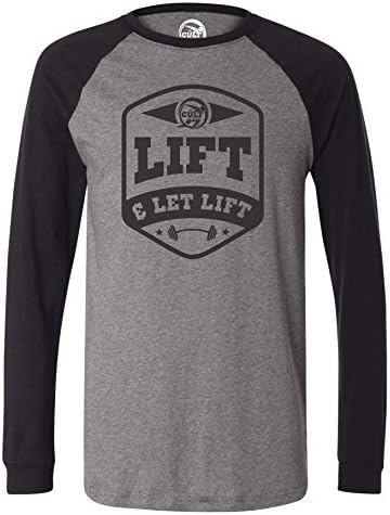 Cult of Fitness Men's "Lift and Let Lift" Long Sleeve Dual-Blend T-Shirt - Heather/Black, X-Large
