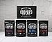 Gourmet Coffee Sampler Gift Box Set, Roasted Coffee Beans, Sumatra Dark, Kenya AA Medium-Dark, Rwanda Medium, Natural Ethiopian Light, Whole Bean, 4 Bags, 16 oz Total
