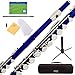 Mendini Closed Hole C Purple Flute with Stand, 1 Year Warranty, Case, Cleaning Rod, Cloth, Joint Grease, and Gloves - MFE-PL+SD+PB