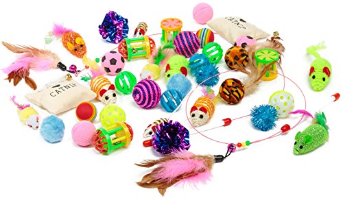 Friends Forever Kitten Toys Variety Pack - Cat Toys Set Including Cat Fishing Pole, Catnip Pillow & Lot More, Cute Kitty Toys for Cats 20 Pieces