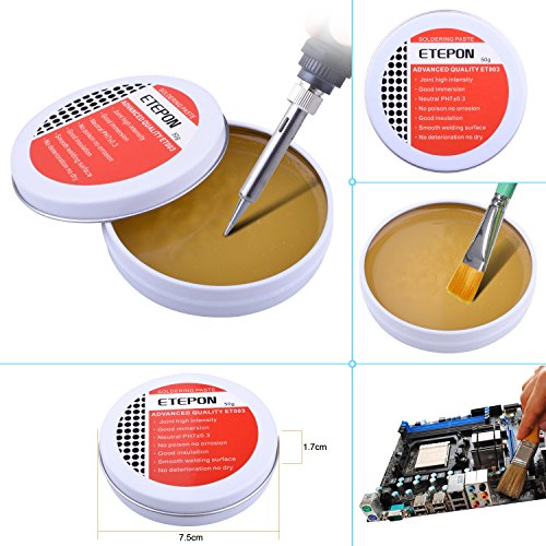 Etepon 3-in-1 Soldering Iron Assist Tool Solder Iron Accessories Kit Electronics With 170II Micro-Shear Wire Flush Cutter Pliers, Rosin Solder Flux Paste, Wire-Type Welding Tip Cleaner Ball Holder