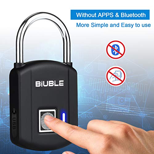 Fingerprint Padlock Smart Keyless Security Lock IP65 Waterproof Anti-Theft USB Rechargeable Suitable for School Locker, Gym, Door, Cabinet, Suitcase, Backpack - Thumbnail 3
