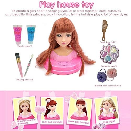 定期入れの Rebuku メイクアップセット メイクアップおもちゃセット メイクアップ人形 ヘアメイクアップアーティストごっこ遊びプレイハウス教育玩具 組紐練習女の子向けメイクアップ 練習ヘアスタイル練習クリスマス 新年 髪飾り付き誕生日プレゼントje693 30 4 18 7