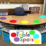 Table Spots for Teachers, No Staining or Shadows, Complete Erase! Use in Class All Year! Dry Erase Only, 10 Pack Multicolor Circles, Wall Stickers, Decals, Abaco Brands, USA