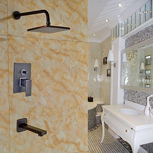 Rozin Wall Mounted 2-way Mixer Controm 8" Rain Shower Head with Tub Spout Tap Oil Rubbed Bronze