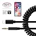 Spring Aux Cord Cable for Car for iPhone 8 /iPhone 7 Lightning to 3.5mm Headphone Jack Coiled Audio Cable Adapter iPhone X / 8 Plus /7/7 Plus,iPod,Home Stereo,Hi-Fi,Headphones,Speaker(Support iOS 11)