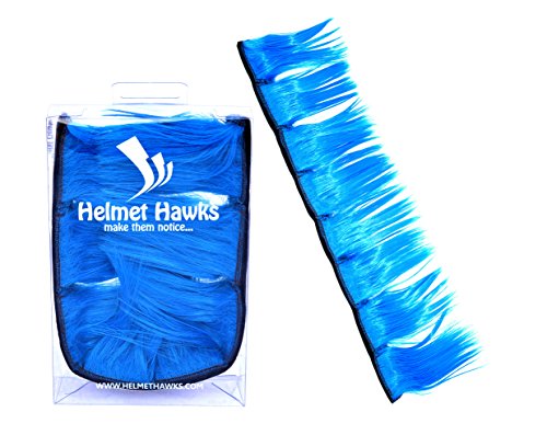 Helmet Hawks Motorcycle, Ski or Snowboard Helmet Mohawk w/Sticky Hook and Loop Fastener Adhesive (8) Hair Patches 2" long x 3" Tall - Fluorescent Neon Blue