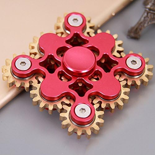 KEYBERT 9 Linkage Gears Electric Saw Metal Fidget Spinner Toys with High Speed Steel Bearings Spin Over 2 Mins ADHD Focus Anxiety Relief Toys (9 Gears Red)
