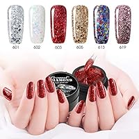 Vrenmol Gel Nail Polish Set 6pcs UV LED Diamond Nail Lacquer Glitter Nail Art Manicure Kit 8ml