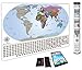 Scratch Off World Map - Premium Quality - Modern-Style - Thick & Durable - Matte-Finish - US States, Countries & Flags - Detailed Cartography - Gift Ready - Tools & eBook Included - Large