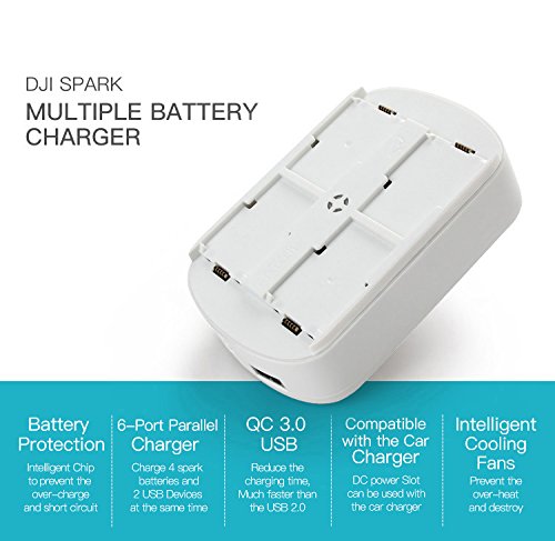 RCstyle Spark 6 in 1 Intelligent Rapid Battery Charger Hub Dock Compatible with DJI Spark Drone