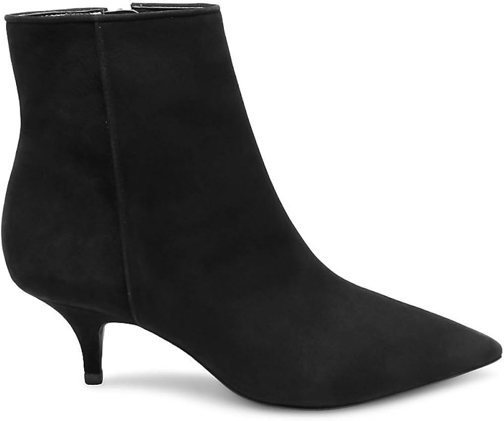 steve madden risen black leather heeled ankle boots