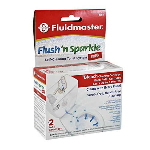 Fluidmaster 8302 Flush Sparkle Bleach Replacement Cartridge, 2 Pack New