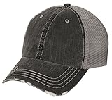Lightweight Vintage Style Washed Mesh Trucker Baseball Cap Hat (Black)