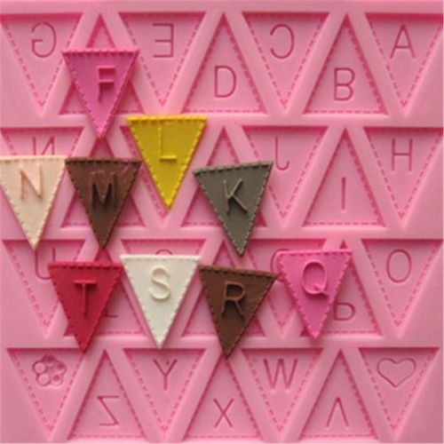 Yosoo Letter Flag Bunting Silicone Fondant Mold Cake Decorating Chocolate Mould Baking