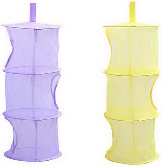 2-Pack plegable lavandería juguetes Cestas con tres capas Hanging Bolsa