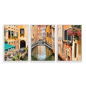 3 Piece Framed Canvas Wall Art for Living Room, Bedroom Italy City Landscape Canvas Prints for Modern Home Decoration Ready to Hang - 16"x24"x3 Panels