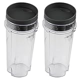 Breynet 16oz Cup with Lid Replacement Parts for Nutri Ninja BL660 BL663 BL740 BL770 BL771 BL772 BL780 BL810 BL820 BL830 Professional Blender (2pc 16oz Cups with lids)
