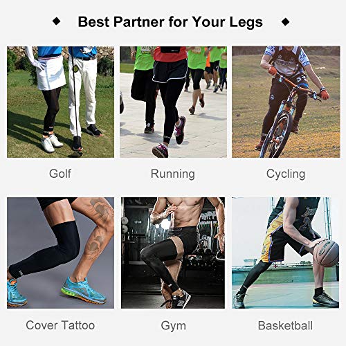 SONTHIN Leg Sleeves Compression Full Leg Long Sleeves for Men Women Youth (5 Colors Available,1 Pair)
