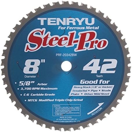 Tenryu PRF-20342BW 8" Ferrous Metal Cutting Saw Blade 42T 5/8" Arbor