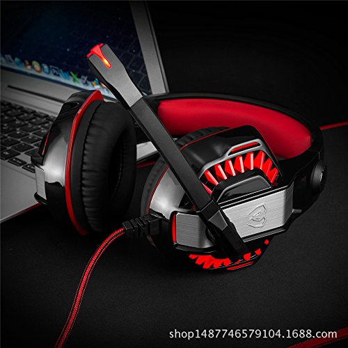 STOGA GM-2 Gaming Headphones, 3.5mm PS4 Gaming Headset Over-the-Ear Noise Isolating,Breathing LED Light with Mic for PC Gamers (Black & Red)