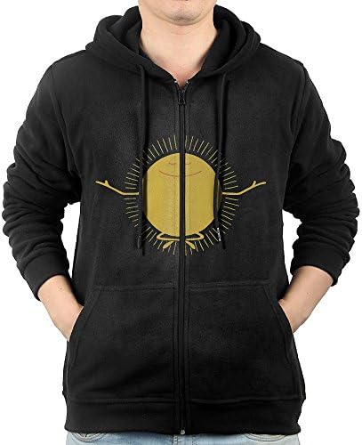 Sun Worshipper Men Black Long Sleeve Zipper Hoodie Hooded Sweatshirt With Pocket M