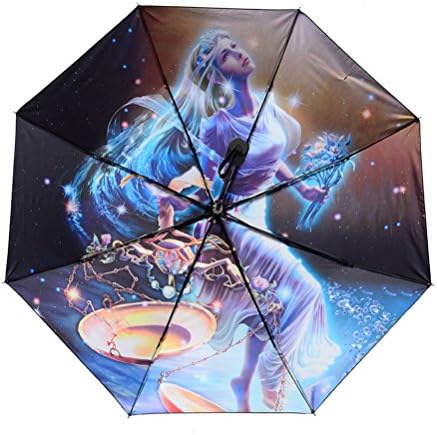ADJOY9 Compact Manual Parasol 12 Star-signs Prints UV Resistant Rain Sun Umbrella - Libra