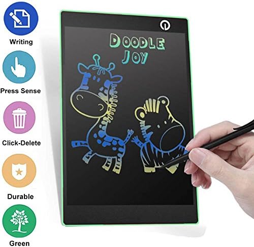 10 Inch LCD Writing Tablet Colorful Message Board Graphic Electronic Drawing and Writing Tablet for Kids and Adults Digital Handwriting Pads/Mouser Pad Back Screen Lock 70000 Erase Time(green&PU Case)