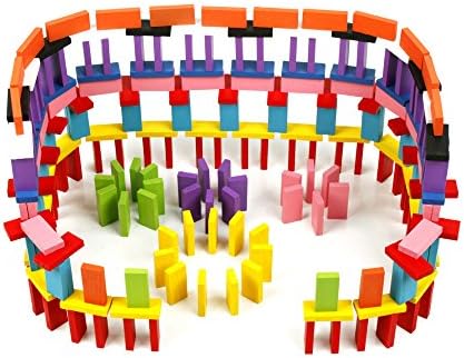 120pcs Domino Wooden Toys Dominoes Building Racing Game Play Set Educational Toy for Children 10 color