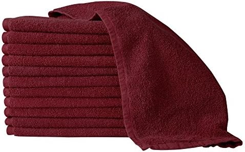 Partex BURGUNDY Bleach Guard Towels (12 Pack) 16" x 27" Cotton - TL-74072BU