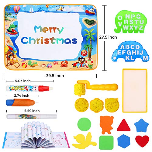 Aqua Doodle Mat X-Large Water Doodle Drawing Mat Kids Painting Writing Doodle Board Colors Aqua Magic Mat Educational Toys for Toddlers Boys Girls Kids 2 3 4 5 6-12 Year Old (blue large 40x28in)