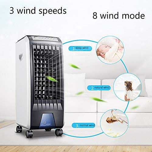 ZPEE-3-Speeds-Oscillating-Air-CoolerQuiet-Movable-Bladeless-FanRemote-Control-Air-Conditioner-FanDouble-Water-Tank-Evaporative-Coolers-Black-11x13x28inch