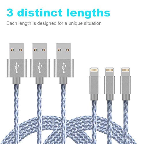 image for Loopilops MFi Certified Lightning Cable,iPhone Charger 5 Pack(3/3/6/6/