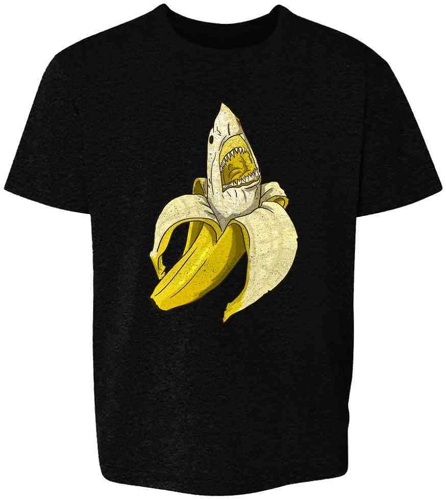 Banana Shark Funny Art Youth Kids Girl Boy T-Shirt