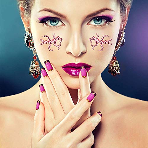 5 Boxes Nail Art Rhinestones Gold Silver Metal Nail Art Studs Rivets Nail Crystal Gems, Colorful Nail Art Rhinestones Nail Diamonds Kit with Tweezers and Wax Pen for Nail Art Supplies Accessories