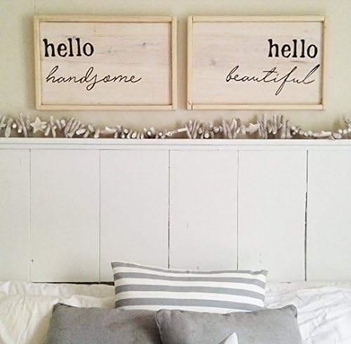 Hello Beautiful | Rustic Home Decor | Inspirational Signs | Hello Handsome | Newlywed decor | I Love You More Wall Hanging