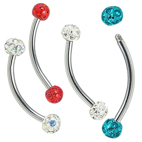 Snake Eyed Tongue Rings Double Disco Ball Coated Gem