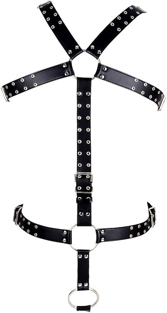 BBOHSS Men's Body Harness Punk PU Leather Top Cage Chest Half Harness