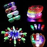 Lifbeier LED Light-up Toys Glow in the Dark Party Supplies - Include 40 Pack Led Finger Lights, 6 Pack Glow Bracelet, 6 Pack Glow Glasses for Birthday, Wedding, Children Toys