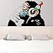 (79'' X 55'') Banksy Vinyl Wall Decal Monkey with Headphones/Colorful Chimp Listening to Music Earphones/Street Art Graffiti Sticker