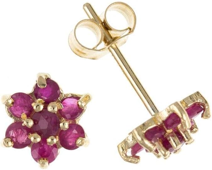 Genuine 9ct Gold Real Ruby Stud Earrings Brand New : Amazon.co.uk