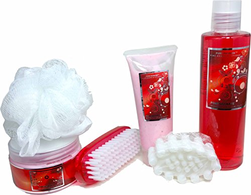 Pure Passion Fine Soaps and Lotion ~ 8 Piece Bath Gift Set (Pomegranate)