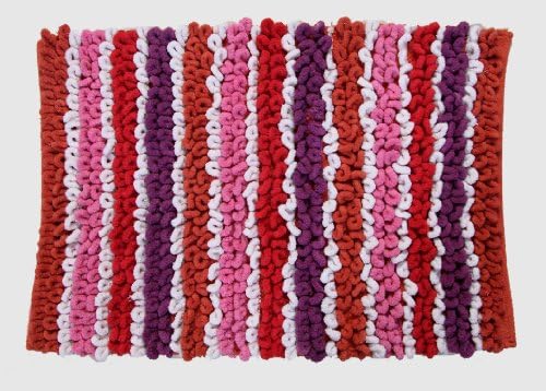 Castle Hill 100%Chunky Chenille Bath Rug with Spray Latex Backing. 20x30 Orange,Taupe,White color